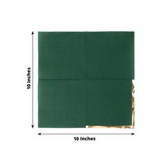 50-Pack Paper Beverage Napkins Hunter Emerald Green with Gold Foil Edge - 2 Ply Disposable Soft 18GSM Cocktail Napkins 5"x5"