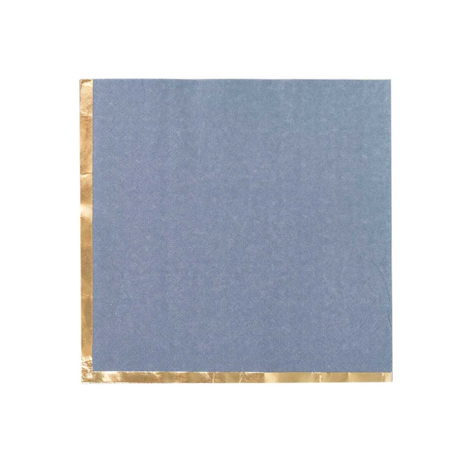 50-Pack Paper Beverage Napkins with Gold Foil Edge Dusty Blue - Disposable 2 Ply Cocktail Napkins for Events 6.5"x6.5"