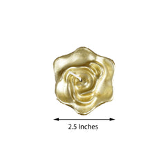 4-Pack Floating Candles Rose Flower Design Gold - Wedding Vase Fillers for Events 2.5"