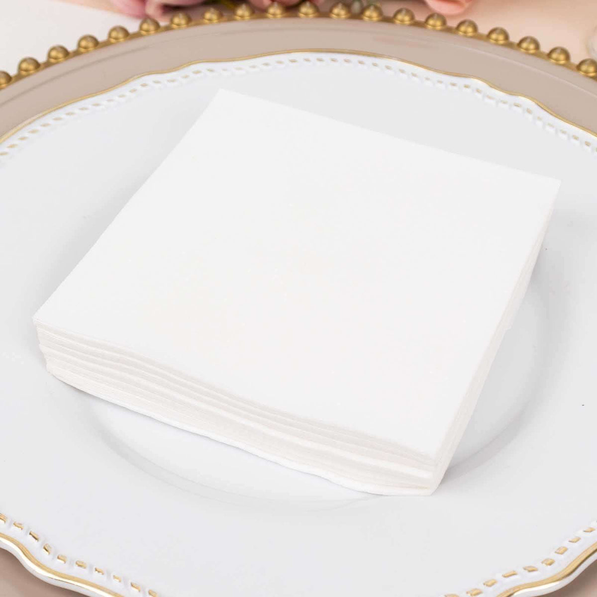 20 Pack Linen-Like Paper 5"x5" Napkins White - Highly Absorbent & Disposable Airlaid Beverage Napkins