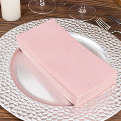 20 Pack Linen-Like Paper 8.5"x4" Napkins Dusty Rose - Highly Absorbent & Disposable Airlaid Guest Towels