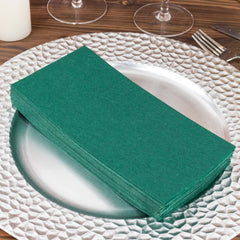 20 Pack Linen-Like Paper 8.5"x4" Napkins Hunter Emerald Green - Highly Absorbent & Disposable Airlaid Guest Towels