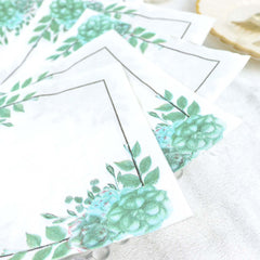 20-Pack Paper Dinner Napkins with Floral Design White/Green - Disposable 2 Ply Beverage Napkins 6.5"x6.5"