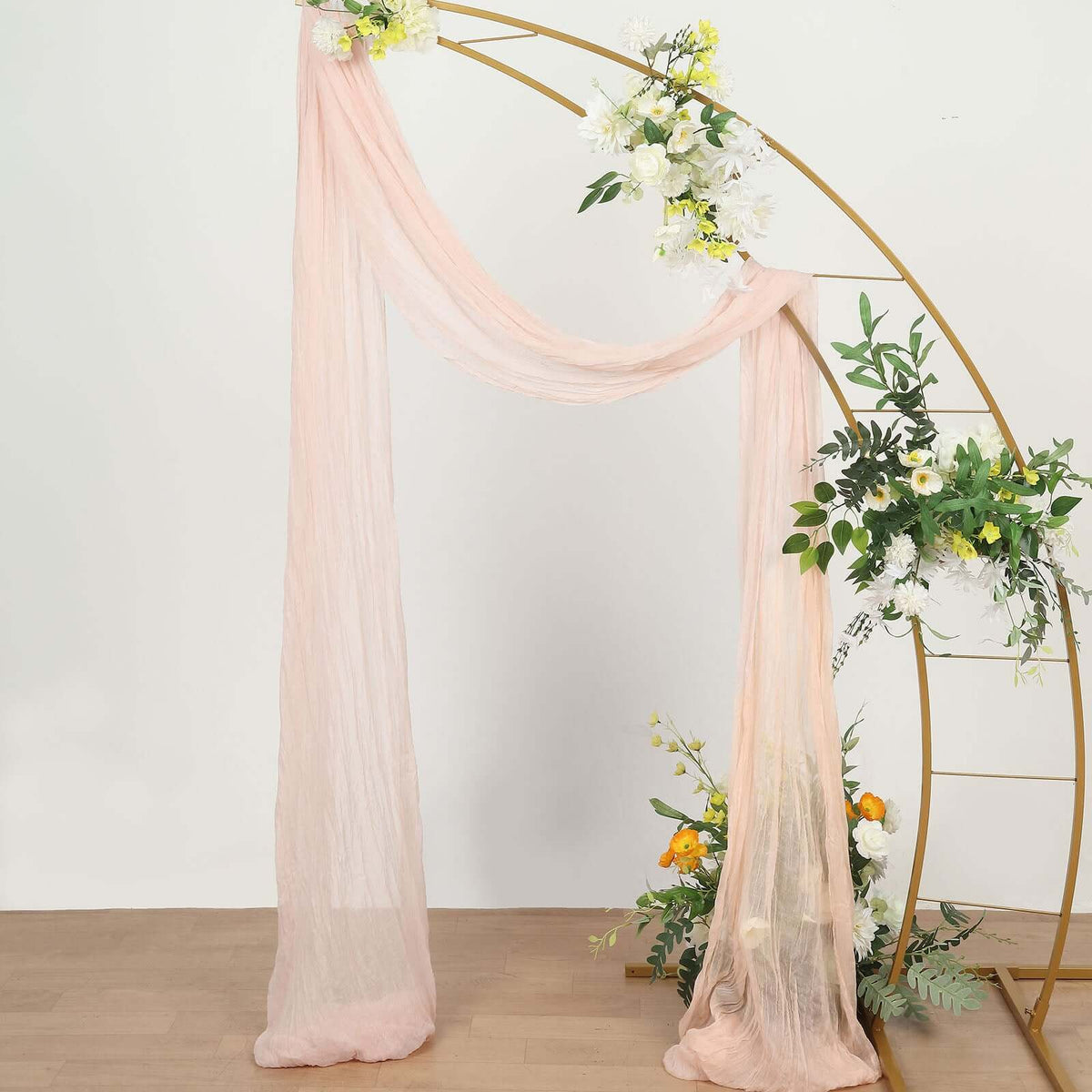 20ft Blush Gauze Cheesecloth Fabric Wedding Arch Drapery, Window Scarf Valance, Boho Decor Arbor Curtain Panel