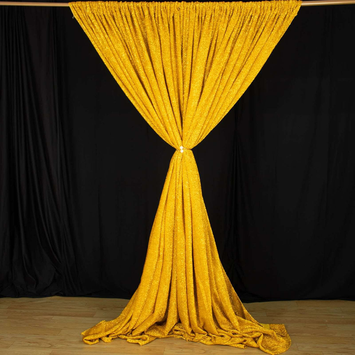 20ftx10ft Gold Metallic Shimmer Tinsel Event Curtain Drapes, Backdrop Event Panel