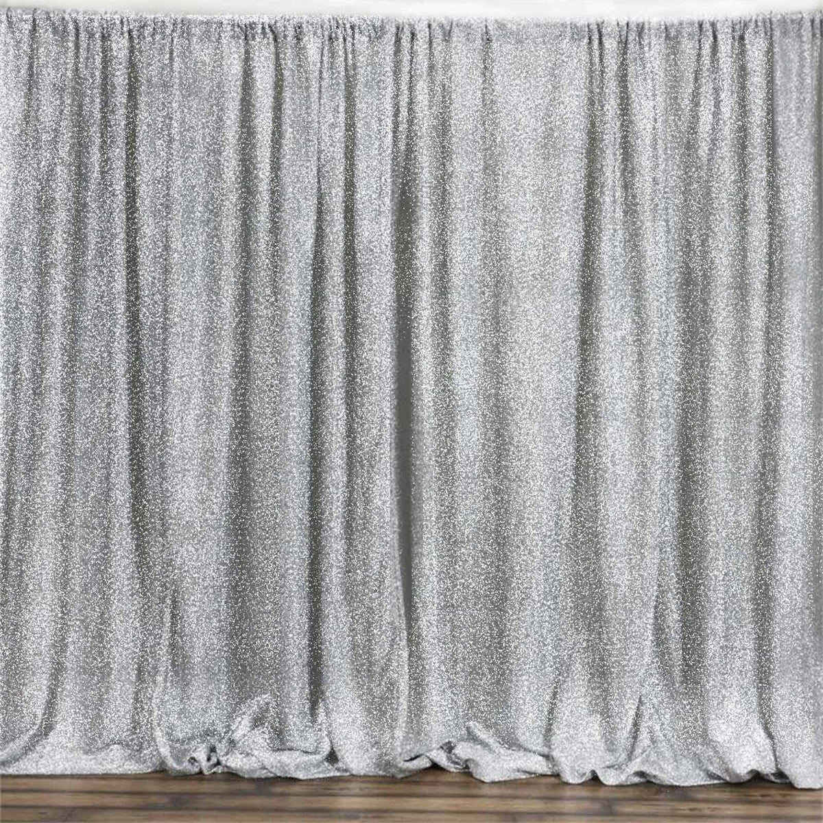 20ftx10ft Silver Metallic Shimmer Tinsel Event Curtain Drapes, Backdrop Event Panel
