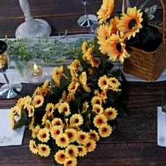22" Artificial Hanging Vine Sunflower Bush, Draping Bouquet Garland