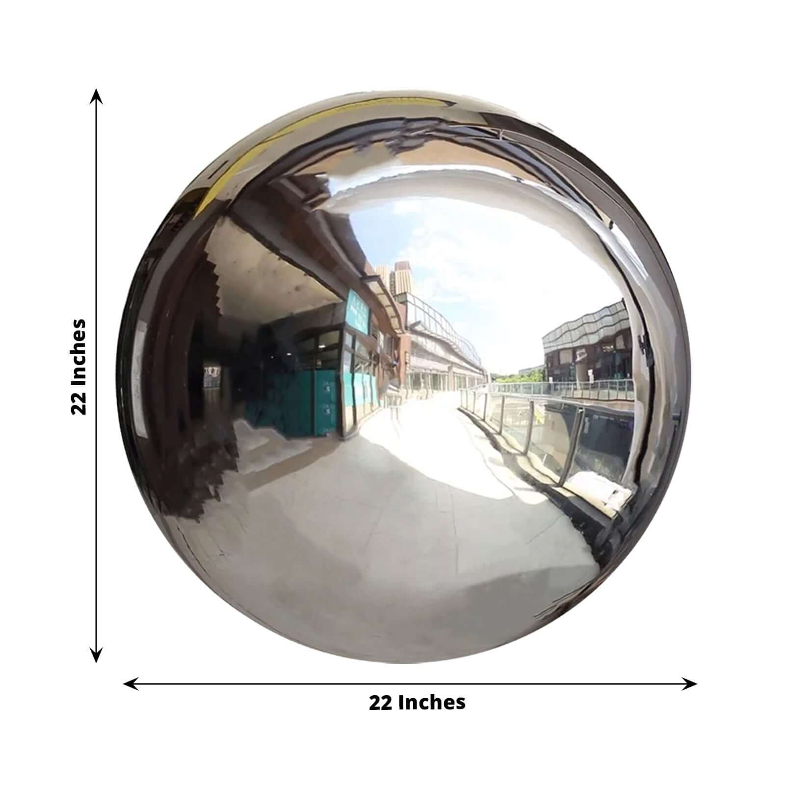 Gazing Globe Mirror Ball Reflective Hollow Stainless Steel Silver Sphere - Decorative Garden Display Ornament 22"