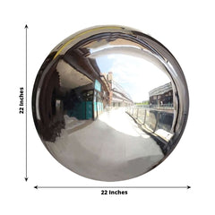 Gazing Globe Mirror Ball Reflective Hollow Stainless Steel Silver Sphere - Decorative Garden Display Ornament 22"