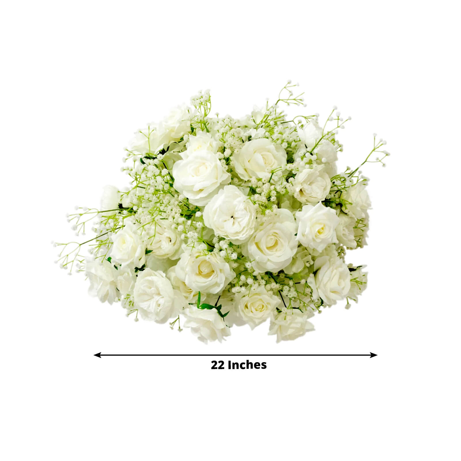 22-Inch White Silk Rose Grand Centerpiece – Pre-Made Artificial Flower Ball for Wedding & Party Décor