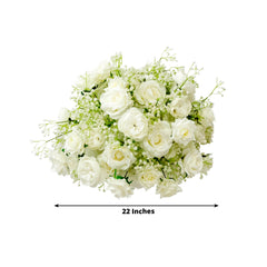 22-Inch White Silk Rose Grand Centerpiece – Pre-Made Artificial Flower Ball for Wedding & Party Décor