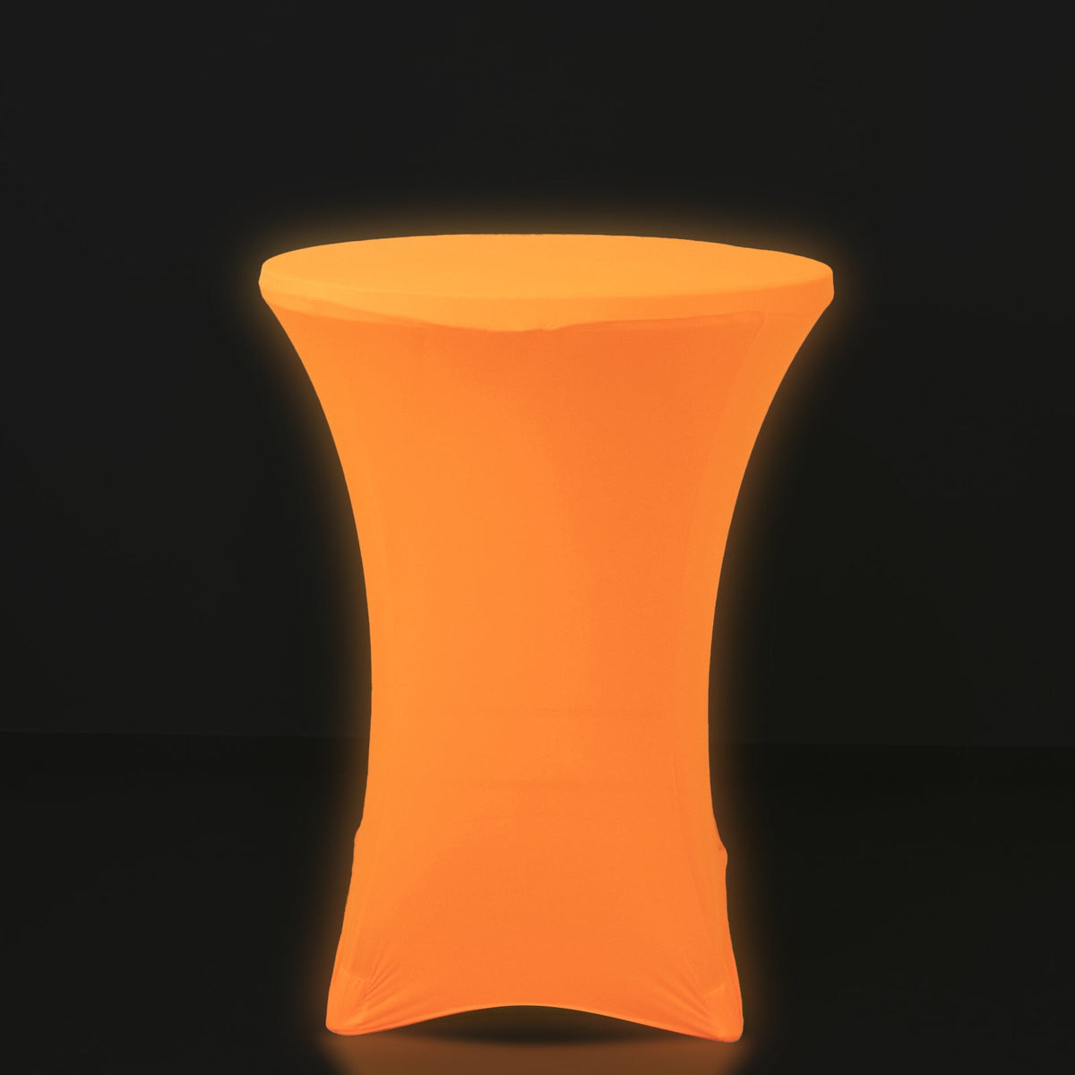 Glow Neon Orange Fitted Spandex Cocktail Tablecloth – 30" Round, Wrinkle-Free Cover