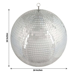 24" Large Silver Foam Disco Mirror Ball With Hanging Swivel Ring, Holiday Party Decor