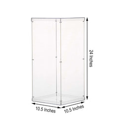 24" Clear Acrylic Display Box, Transparent Pedestal Riser with Interchangeable Lid and Base