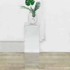 24" Silver Mirror Finish Acrylic Display Box, Pedestal Riser with Interchangeable Lid and Base