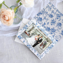 25-Pack Thank You Cards White Blue French Toile Design with Envelopes - Picture Insert Invitation Cards for Parties & Milestones 3.5"x5.5"