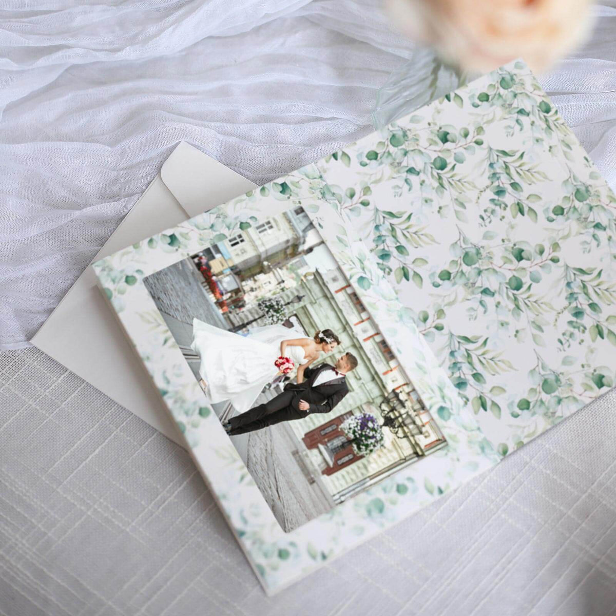 25-Pack Thank You Cards White Green Eucalyptus Leaves Design with Envelopes - Picture Insert Invitation Cards for Parties & Milestones 3.5"x5.5"