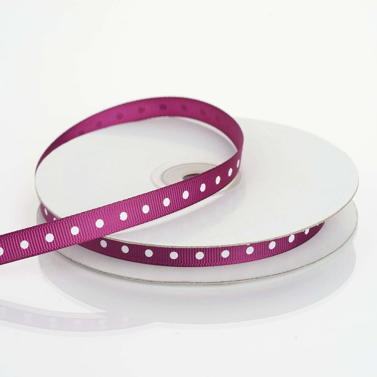 25 Yards 3/8" Eggplant Grosgrain Polka Dot Ribbon