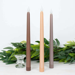3-Pack LED Decorative Lighting Warm Flickering Mixed Natural - Flameless Taper Candles 11"