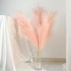 3 Stems Artificial Pampas Grass Decor Dusty Rose for Rustic Boho Chic Backdrops Floral Styling & Vase Displays 44"