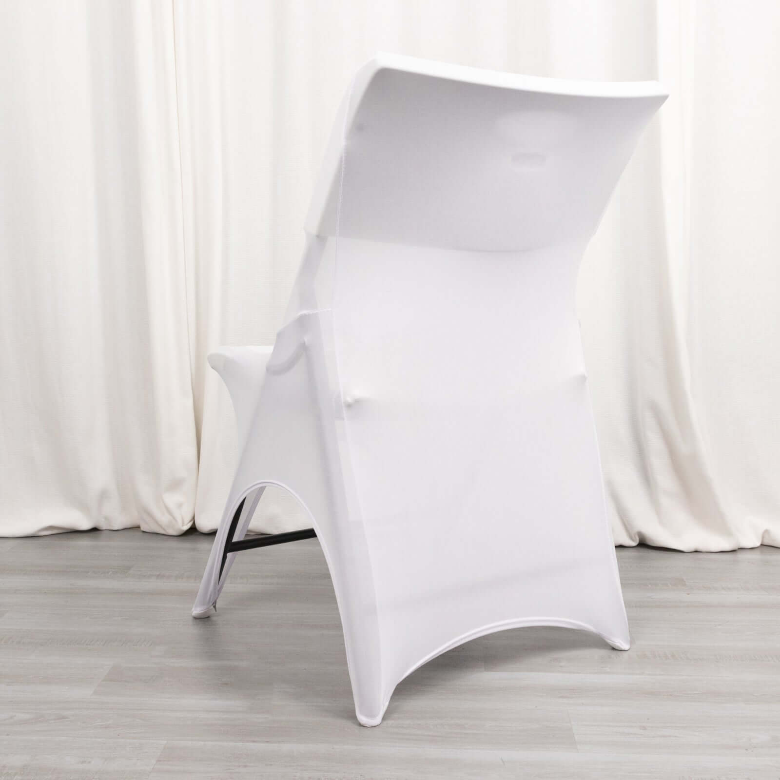 Premium Stretch Spandex Chair Cover White for Folding Chairs - Stylish 3-Way Open Arch 160GSM Fitted Slipcover with Reinforced Foot Pockets