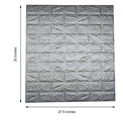 10 Pack Silver foam Brick Peel And Stick 3D Wall Tile Panels - Covers 58sq.ft
