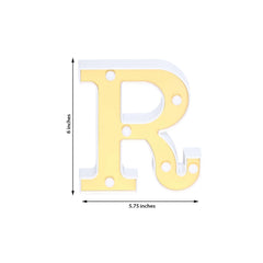 3D Marquee Letter "R" Warm White 6 LED Lights Gold - Chic Light-Up Decor for Events 6"