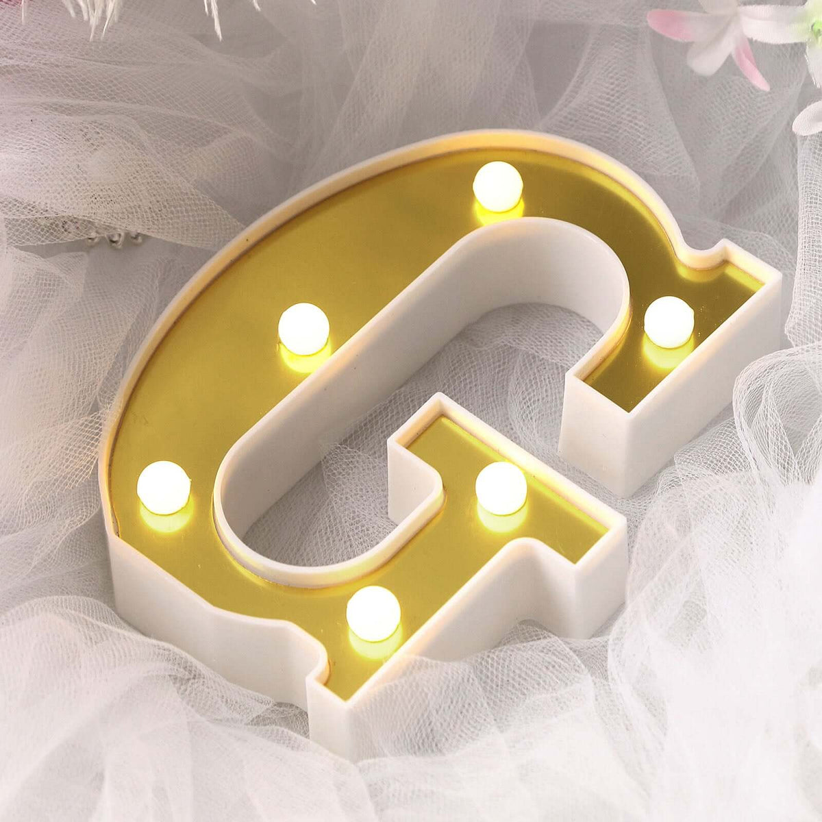 3D Marquee Letter "G" Warm White 6 LED Lights Gold - Chic Light-Up Decor for Events 6"