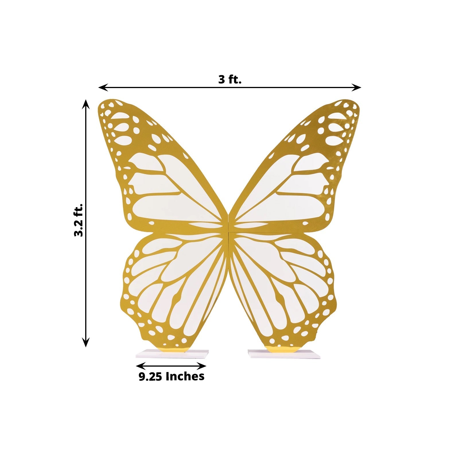 3ft Large Butterfly Party Props Decor, White and Gold Butterfly Foamboard Stand