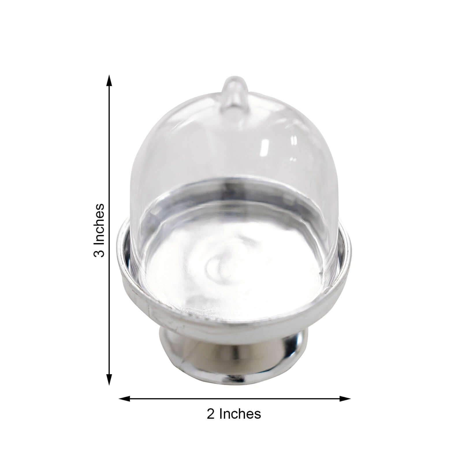 12-Pack Fillable Mini Pedestal Candy Container Clear/Silver - Stylish Candy Treat Favor Containers with Dome Lid 3"