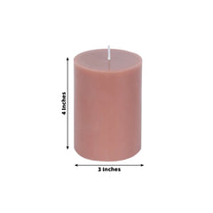 12-Pack 3"x4" Unscented Dripless Pillar Candles – Beige Long-Burning Wax Candles with Cotton Wicks for Home, Weddings & Event Decor