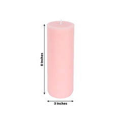 12-Pack 3"x8" Unscented Dripless Pillar Candles – Blush Long-Burning Wax Candles with Cotton Wicks for Home, Weddings & Event Decor