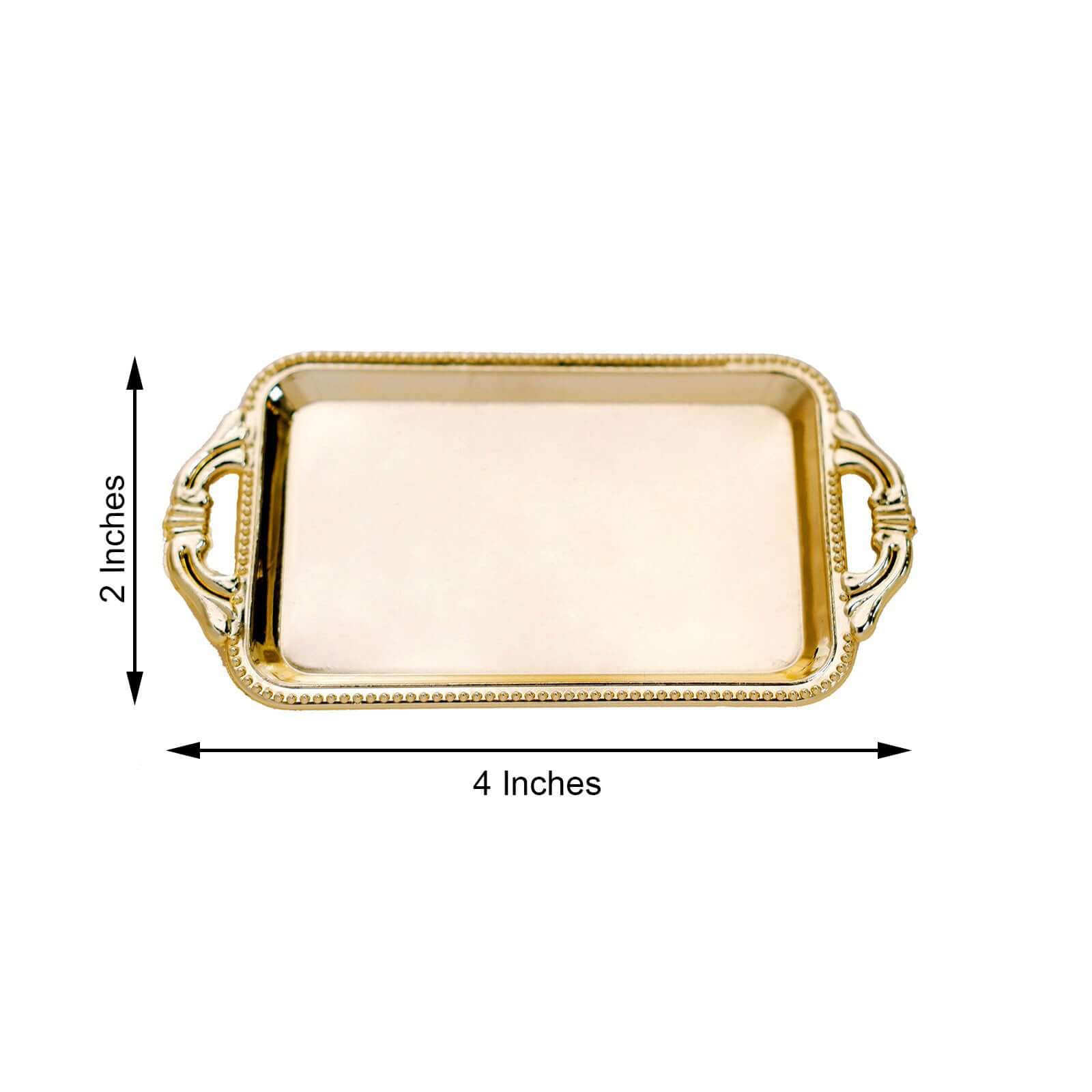 12-Pack Display Trays Party Favor Rectangular Design Gold - Mini Serving Platters for Candy and Desserts 4"