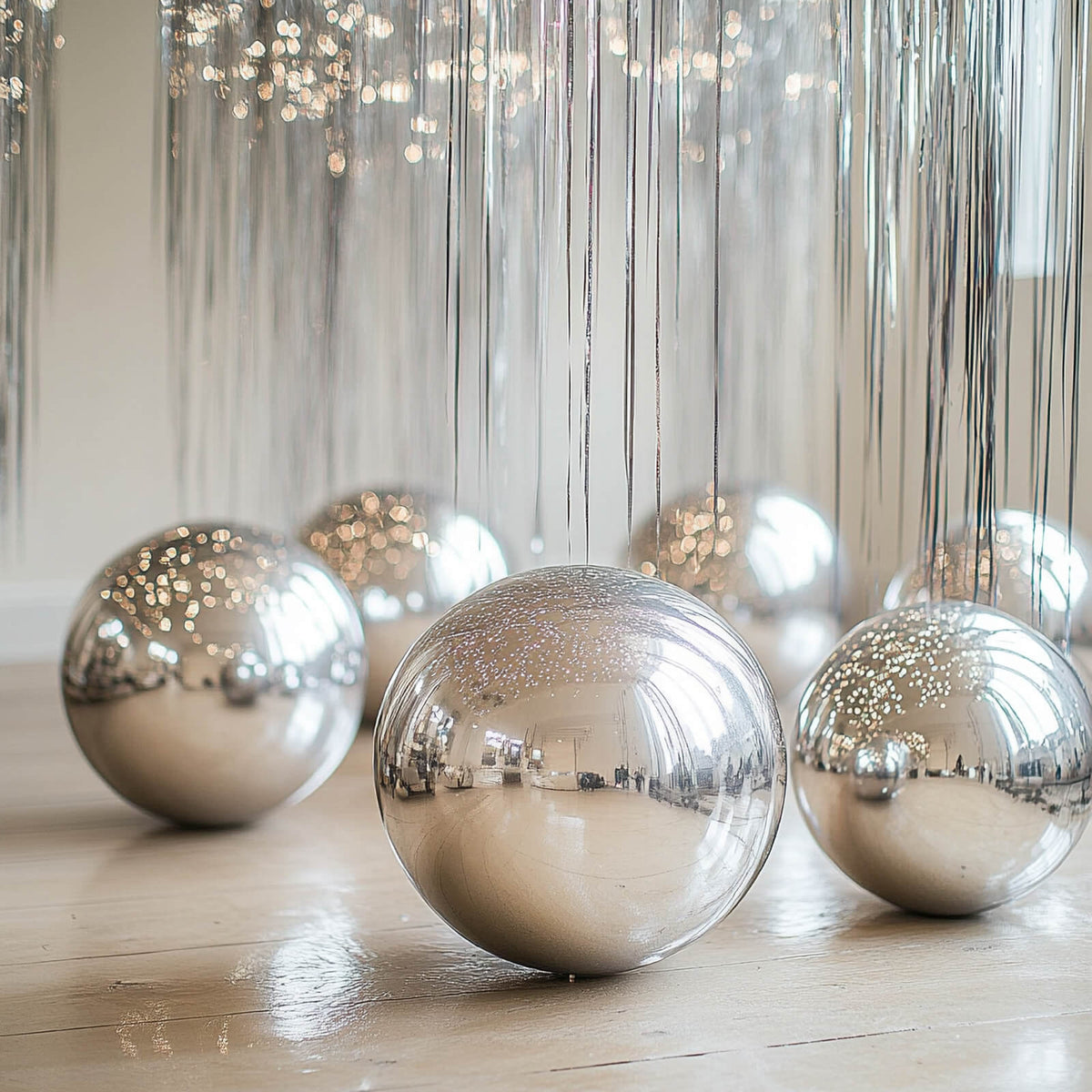 4-Pack Metallic Silver Sphere Balloons, 39" Orbz Mylar Balloons Helium or Air-Filled Party Supplies