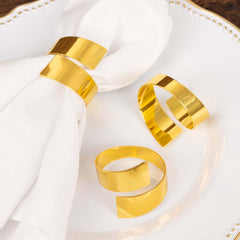 4 Pack Shiny Gold Metal Swirl Wrap Cuff Band Napkin Rings, Decorative Scroll Serviette Buckle Napkin Holders