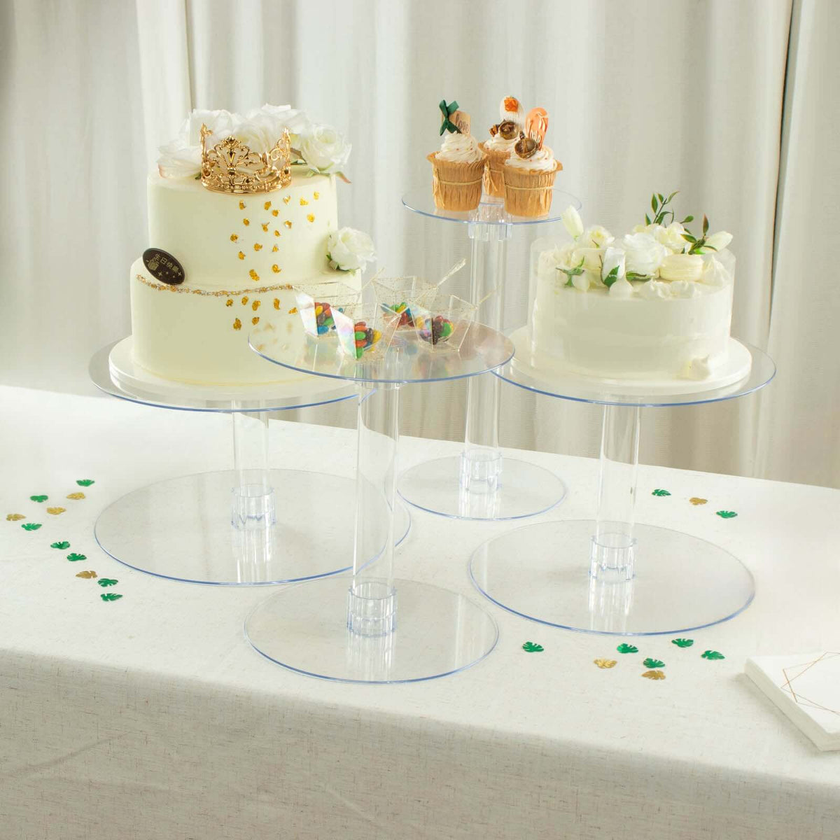 4-Tier Acrylic XL Cake Stand Set Clear - Assorted Sizes for Buffet Party Tables