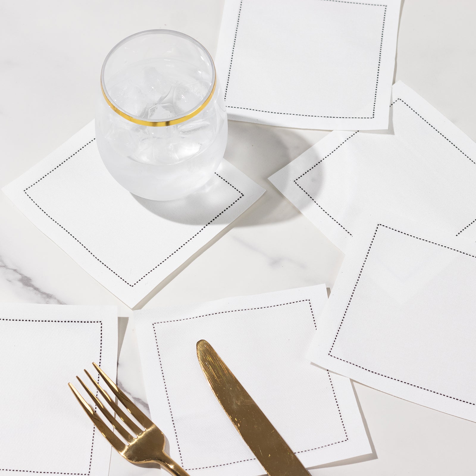 Disposable Cotton Cocktail Napkins – 50 White 4.5" x 4.5" Napkins for High-End Bars, Receptions & Parties