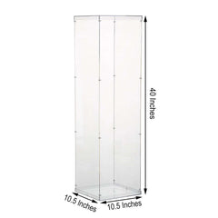 40" Floor Standing Clear Acrylic Display Box, Transparent Pedestal Riser with Interchangeable Lid and Base