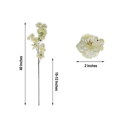 4 Bushes 40" Tall Cream Artificial Silk Cherry Blossom Flowers, Branches