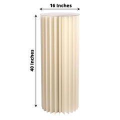 40" Ivory Cylinder Display Column Stand, Pillar Pedestal Stand With Top Plate
