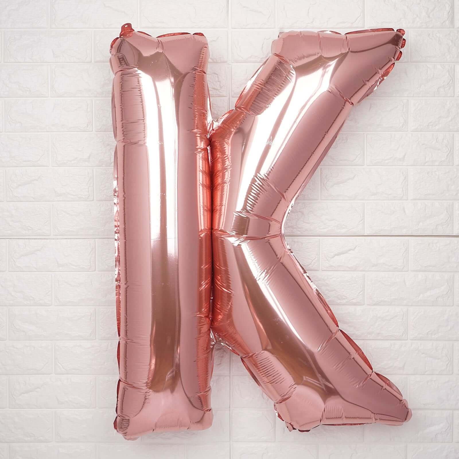 35" Rose Gold Letter and Number Balloons, Metallic Mylar Foil Helium Air Balloons