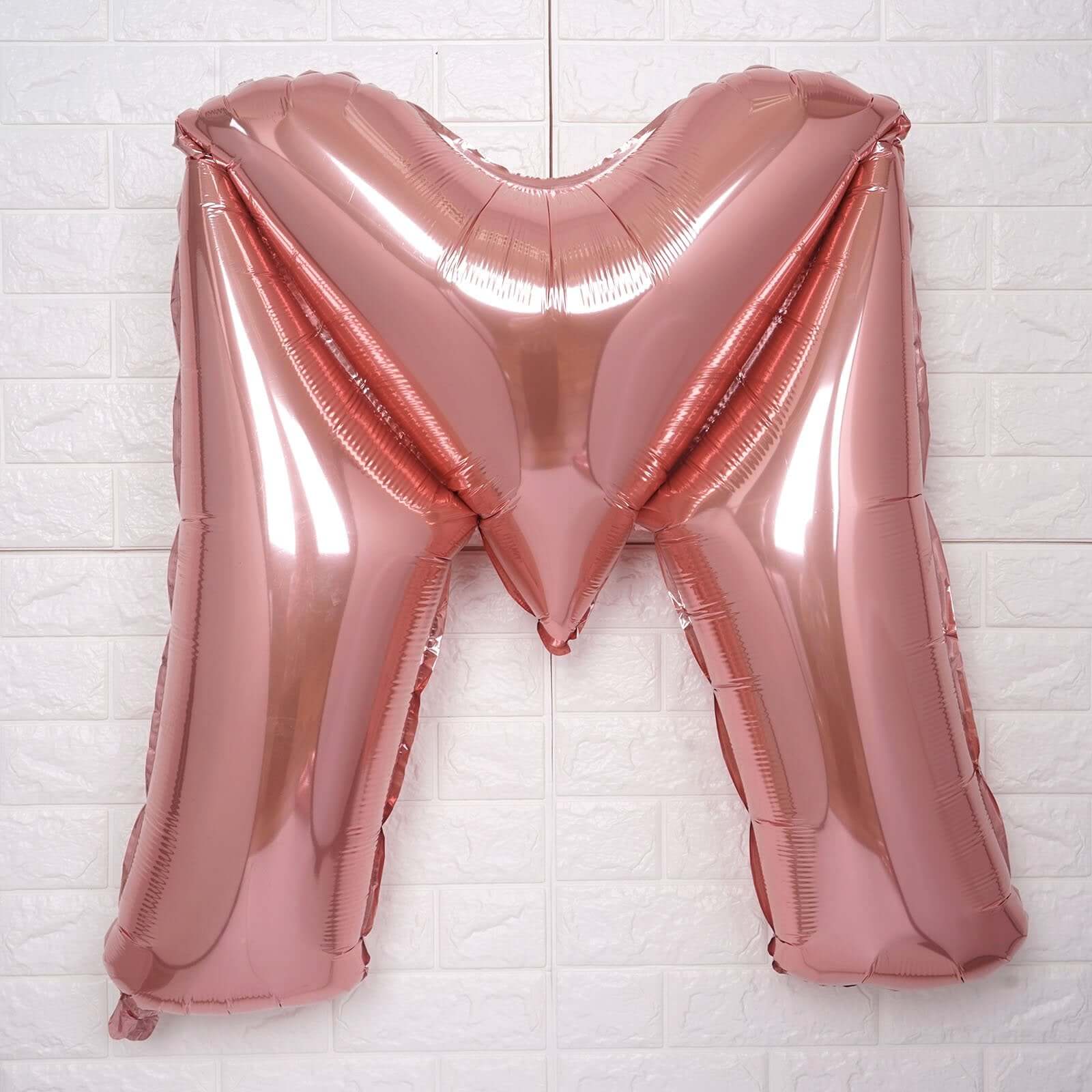 35" Rose Gold Letter and Number Balloons, Metallic Mylar Foil Helium Air Balloons