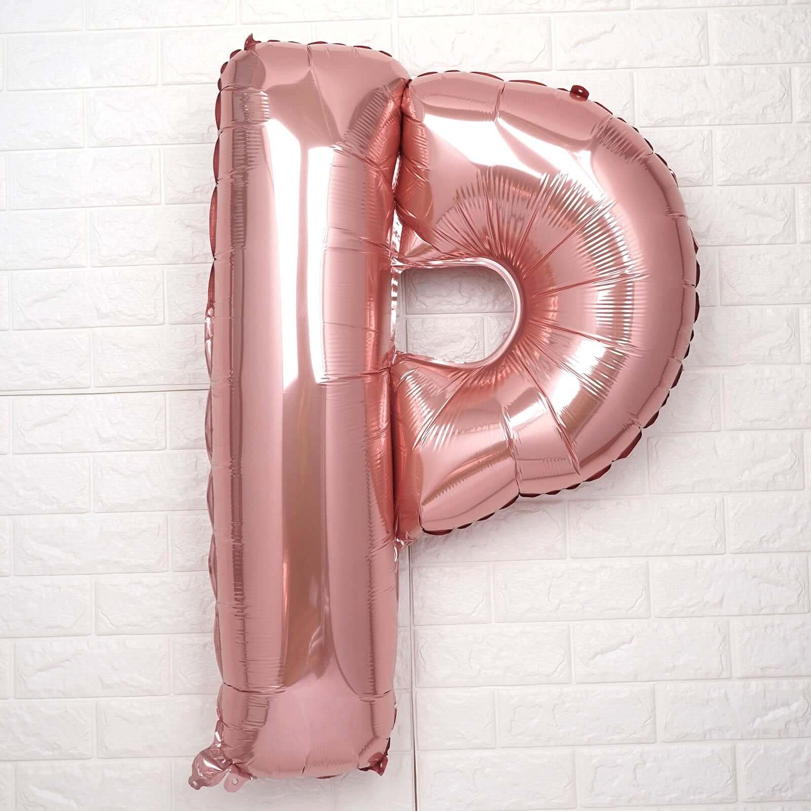 35" Rose Gold Letter and Number Balloons, Metallic Mylar Foil Helium Air Balloons