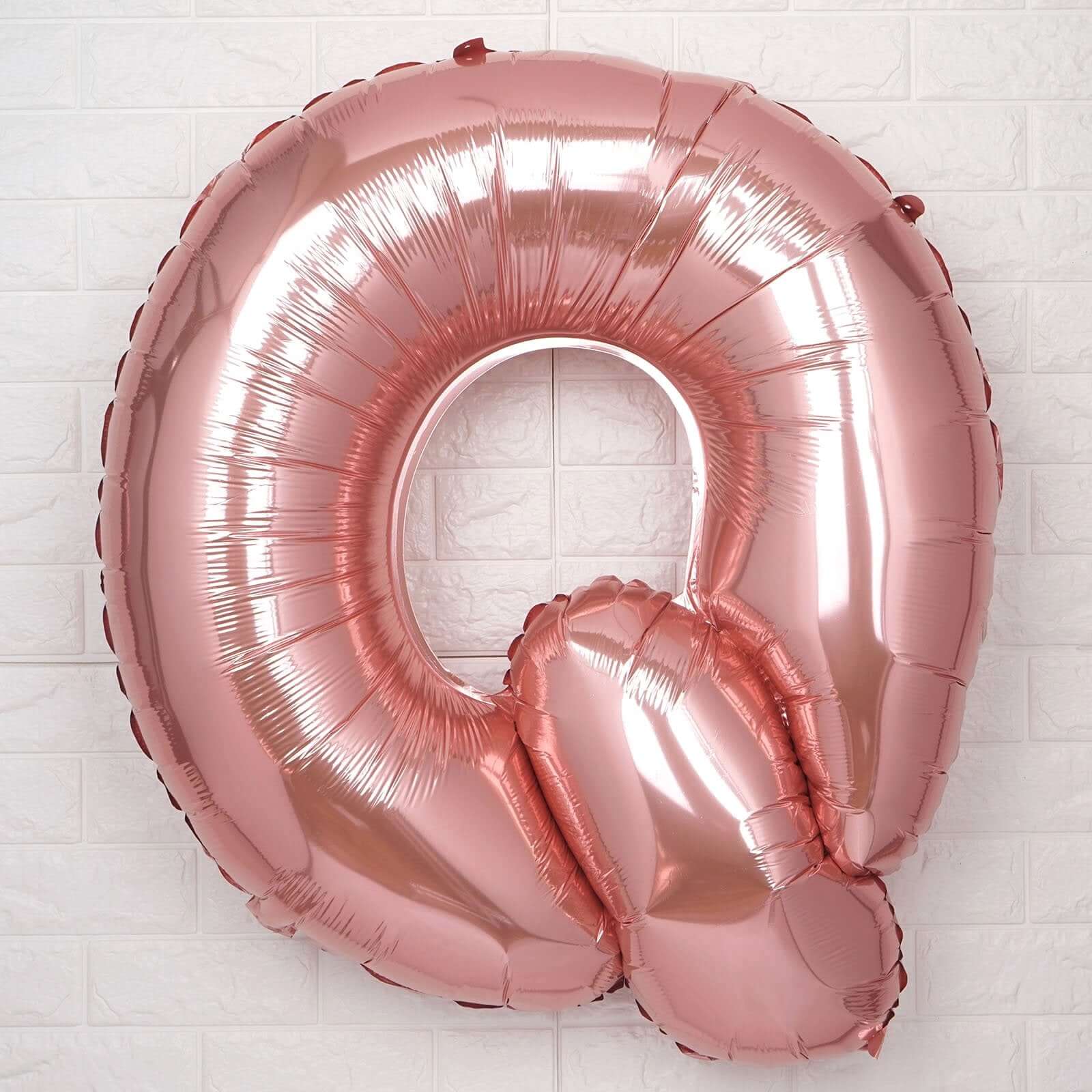 35" Rose Gold Letter and Number Balloons, Metallic Mylar Foil Helium Air Balloons