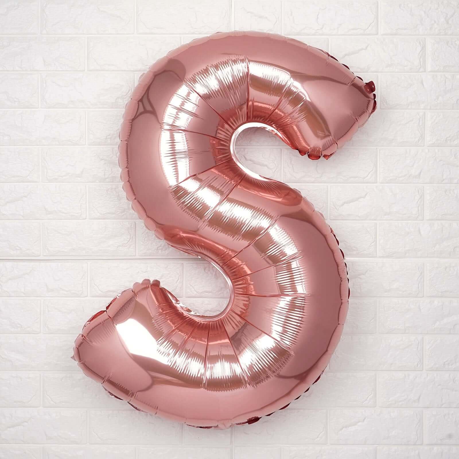 35" Rose Gold Letter and Number Balloons, Metallic Mylar Foil Helium Air Balloons