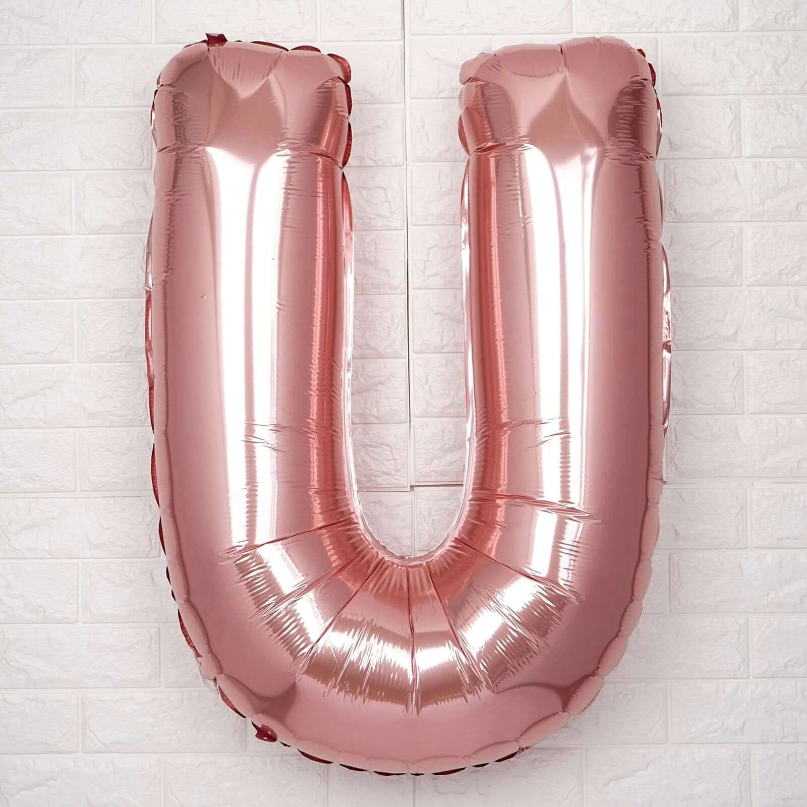 35" Rose Gold Letter and Number Balloons, Metallic Mylar Foil Helium Air Balloons