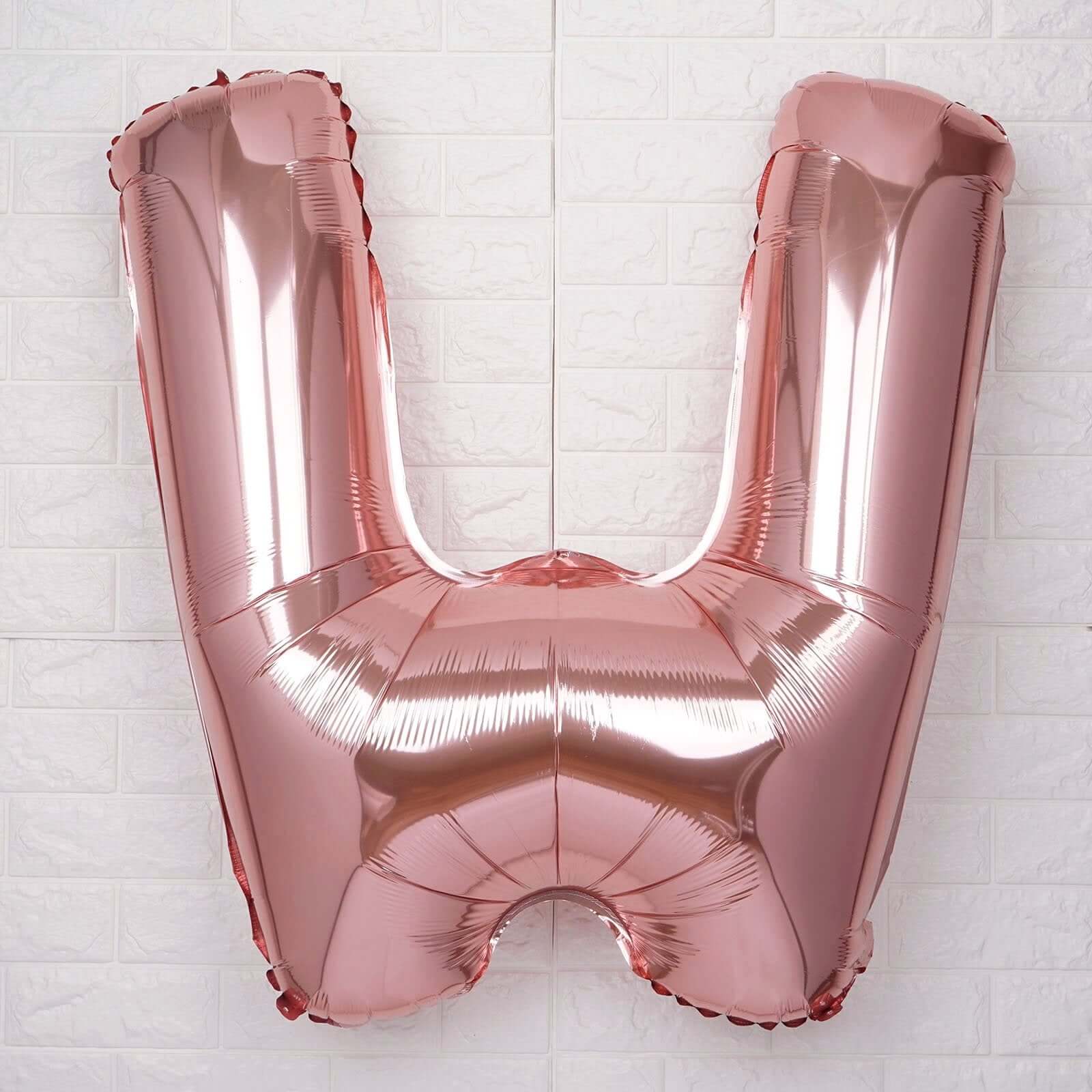 35" Rose Gold Letter and Number Balloons, Metallic Mylar Foil Helium Air Balloons