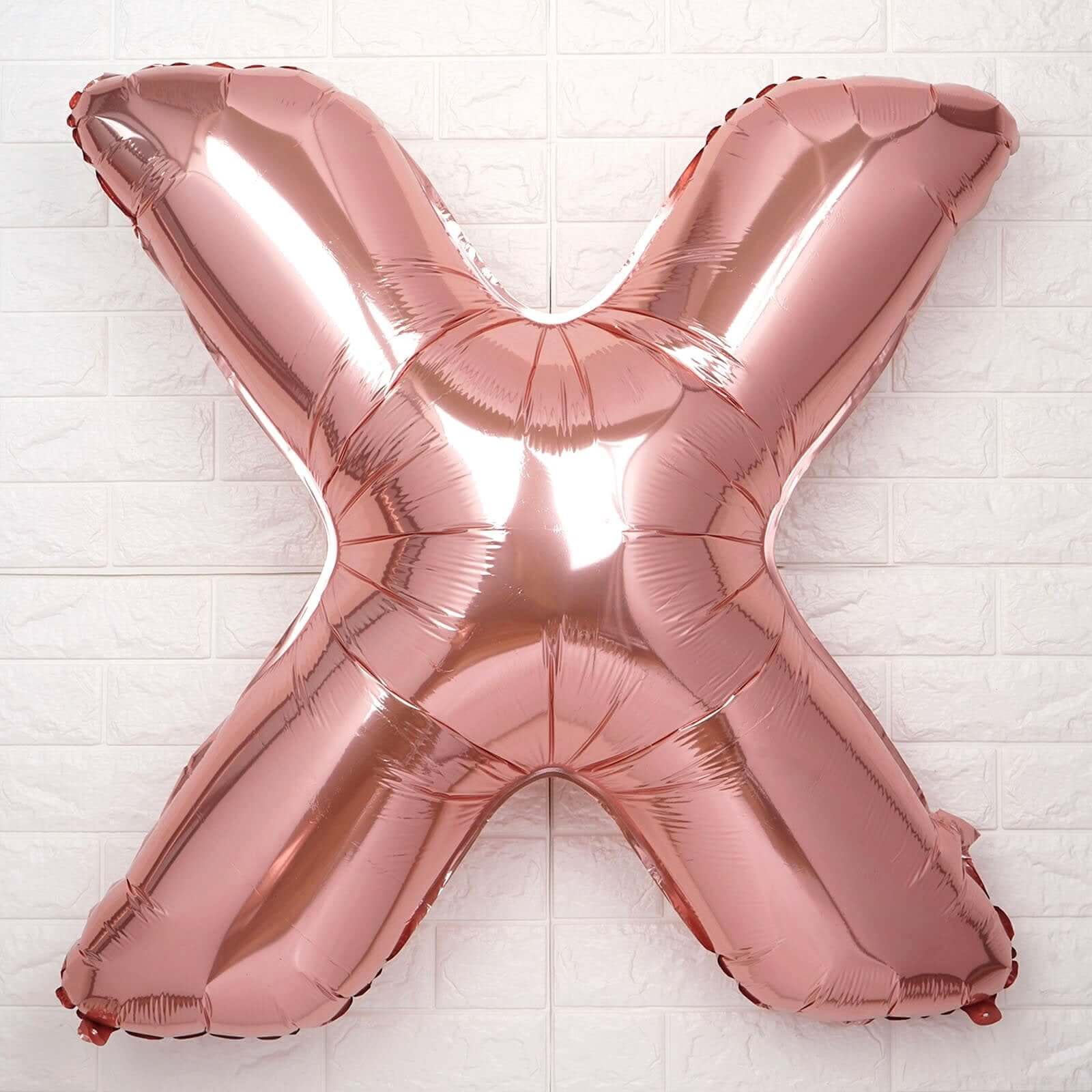 35" Rose Gold Letter and Number Balloons, Metallic Mylar Foil Helium Air Balloons