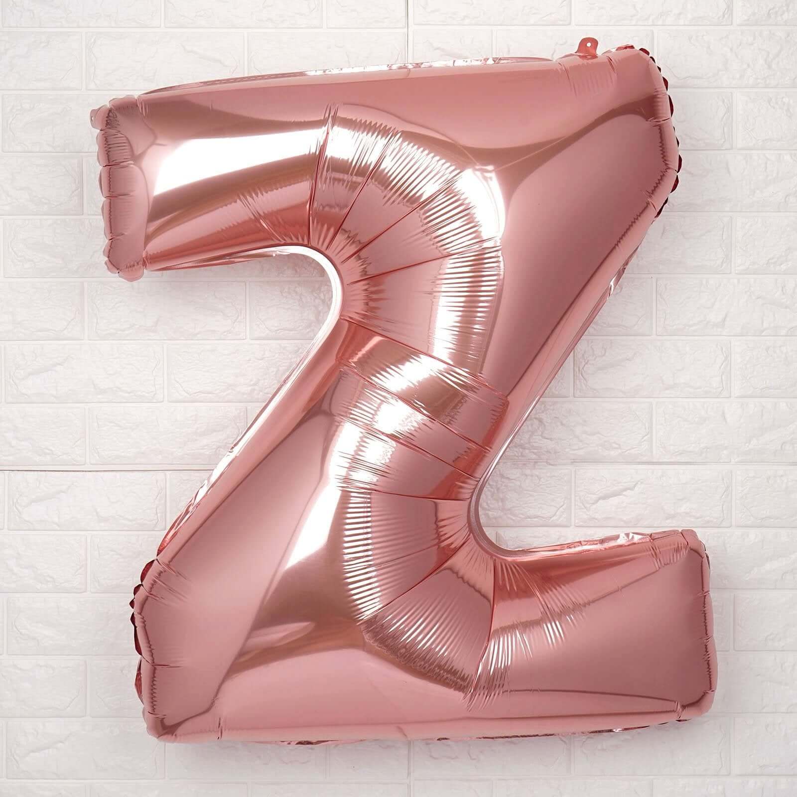 35" Rose Gold Letter and Number Balloons, Metallic Mylar Foil Helium Air Balloons