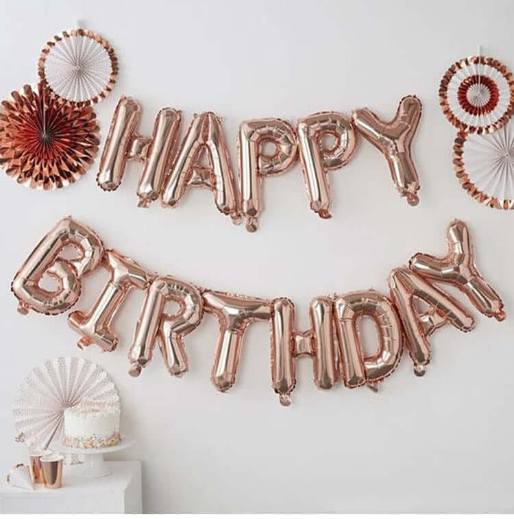 35" Rose Gold Letter and Number Balloons, Metallic Mylar Foil Helium Air Balloons